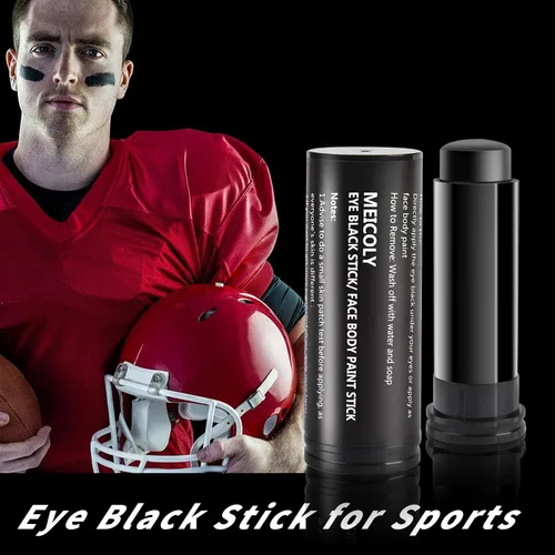 Miniatura 9 de MEICOLY Pintura facial negra, barra negra para ojos para deportes, béisbol, softbol, fútbol americano, lacrosse, fácil de colorear atletas