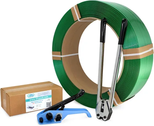 Miniatura 18 de IDL Packaging - PET-B-58-D Kit de flejado de poliéster de 5/8", estándar con dispensador - Todo lo que necesitas para atar un palet
