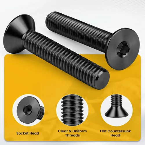 Miniatura 3 de Tornillos avellanados de cabeza plana M8-0.049 x 2.362 in, acero de aleación de grado 10.9, totalmente roscado, Allen Socket Drive, 10