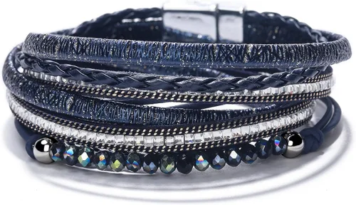 Miniatura 23 de Fesciory - Pulsera de leopardo para mujer, estilo bohemio de cuero multicapa con perlas de cristal