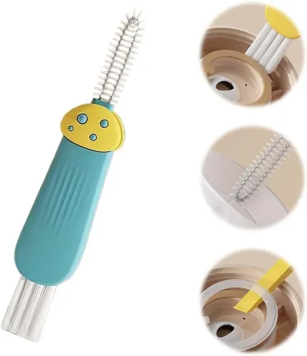 Miniatura 3 de Cepillo de limpieza para tapas de vasos y tazas, diseño multifuncional 3 en 1, portátil, para hendiduras, para espacios reducidos (B, 3 unidades)