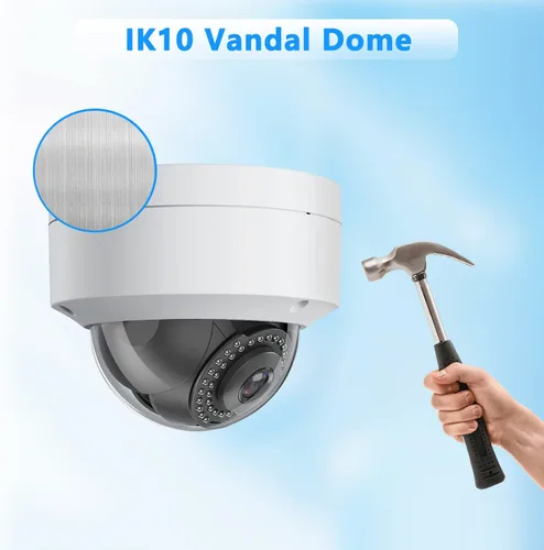 Miniatura 3 de Real HD 6MP Cámara IP POE de seguridad para exteriores, domo antivandálico, 2.8mm de gran angular, H.265, IP67 IK10, compatible con NVR, compatible