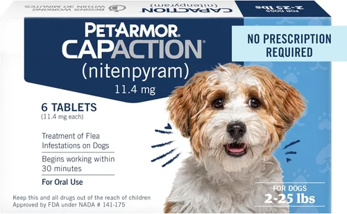 PetArmor CAPACTION (nitenpiram) Tratamiento oral contra pulgas para perros, tabletas de acción rápida comienzan a matar en 30 minutos, tratamiento