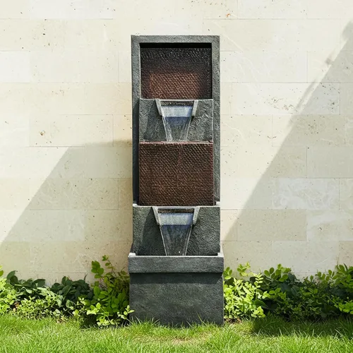 Miniatura 15 de Naturefalls Fuente de agua y cascadas para exteriores de 39.7 pulgadas de alto, fuente de jardín grande con luces LED, 5 niveles en cascada, fuentes
