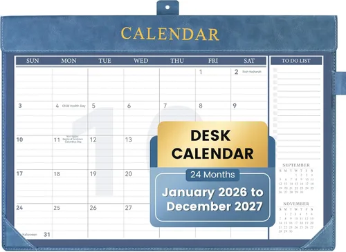 Yoment Calendario de escritorio 2026, enero de 2026 a diciembre de 2027, 2026, calendario de escritorio grande de 17 x 12 pulgadas, calendario 2026