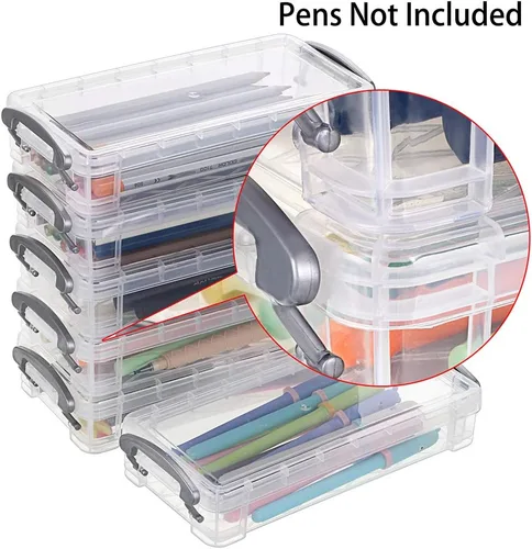 Miniatura 5 de BTSKY - Caja de lápices de gran capacidad, organizador de suministros de oficina, caja de almacenamiento para lápices de pintura con pincel, caja
