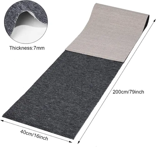 Miniatura 3 de Nuanchu 1 rollo de alfombra grande semiacabada para exteriores, de 16 x 79 pulgadas, alfombra para puerta angosta, alfombras de bota Gris clásico