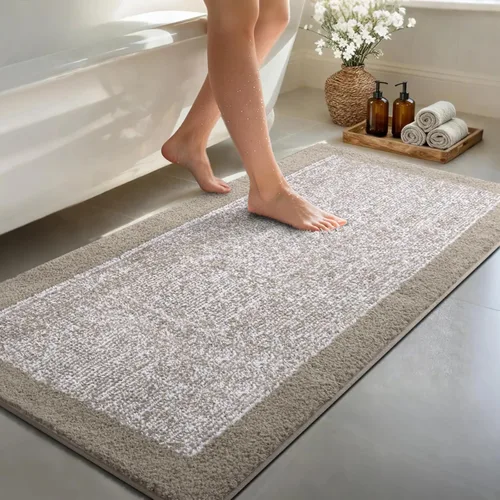 Miniatura 68 de Alfombras de baño de 17 x 24 pulgadas, antideslizantes, lavables, color gris, para bañera, tapete de baño para baño, tapete suave y absorbente