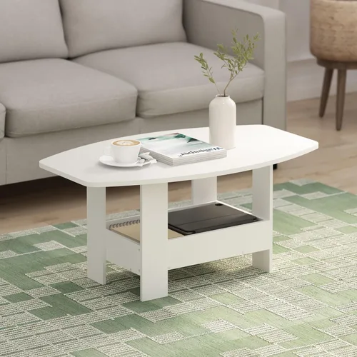 Miniatura 14 de Furinno Mesa de centro de diseño simple, nogal oscuro