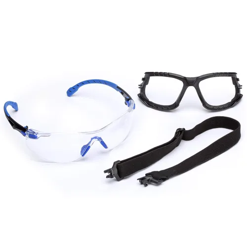 Miniatura 12 de 3M Gafas de seguridad, Solus 1000, S1201SGAF, ANSI Z87, lente antivaho Scotchgard, marco verde/negro, media montura, varillas acolchadas, puente