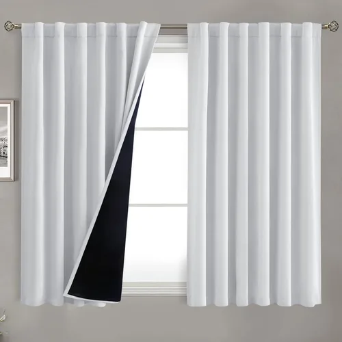 Miniatura 83 de BGment Cortinas 100% opacas beige de 63 pulgadas de largo con forro aislante térmico, bolsillo para varilla y lengüeta trasera de doble capa