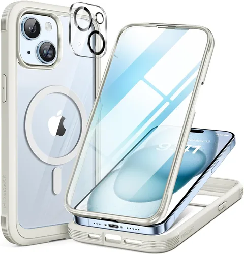 Miracase Funda magnética para iPhone 15 Plus de 6.7 pulgadas [compatible con Magsafe] funda protectora de teléfono militar de cuerpo completo a