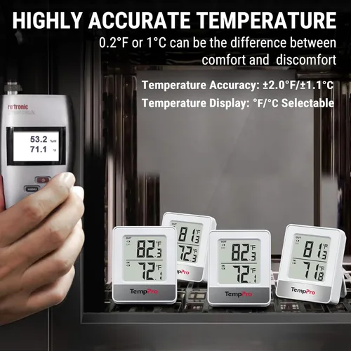 Miniatura 4 de ThermoPro Termómetro inalámbrico para interiores y exteriores de 500 pies, termómetro de invernadero exterior con sensor de temperatura, termómetros