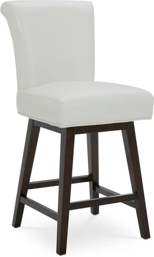 Miniatura 12 de CHITA Taburete giratorio de 26 pulgadas con altura de mostrador, taburete de bar tapizado moderno con respaldo certificado FSC de cuero sintético
