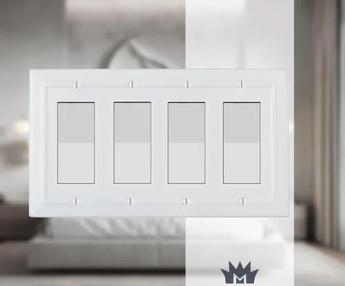 Miniatura 2 de Monarch Abode Placa de cubierta de interruptor de luz basculante – 4 placas de pared blancas decorativas arquitectónicas para tomacorrientes, placas