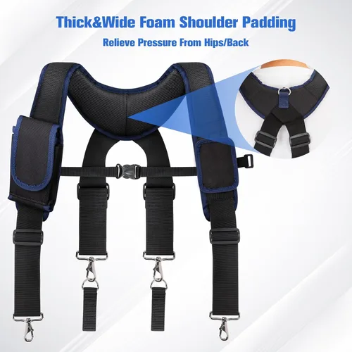 Miniatura 4 de Tool Belt Suspenders for Men, Adjustable Tool Belt with Magnetic Wristband Multifunctional Pouch Pocket for Workers Negro