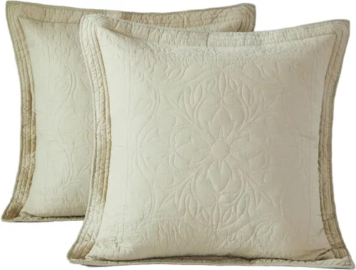 Miniatura 59 de WINLIFE Juego de 2 fundas de almohada acolchadas 100% algodón, estampado floral, tamaño King, color verde