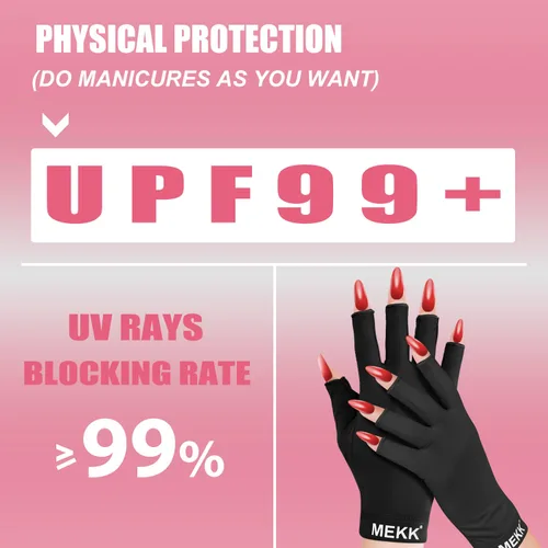 Miniatura 2 de MEKK Guantes UV para uñas, guantes de protección UV extra largos UPF99+ para uñas de gel, guantes de manicura profesionales para el cuidado