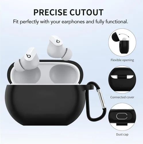 Miniatura 3 de USTIYA Funda para Beats Studio Buds+ 2023/Studio Buds 2021 Funda protectora de silicona con funda de llavero (negro)