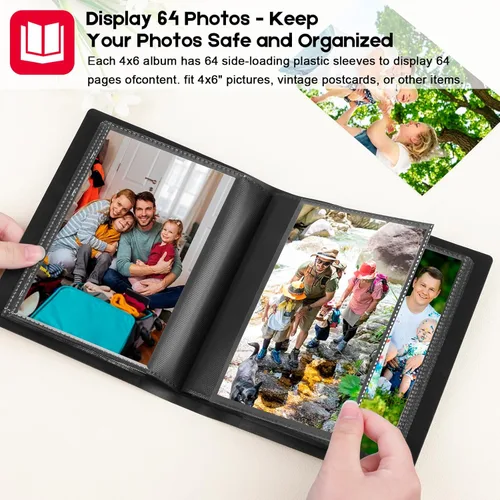 Miniatura 4 de Álbum de fotos pequeño, página interior negra con fuerte banda elástica, cada uno con capacidad para 64 fotos, mini libro de 4 x 6 pulgadas, álbum
