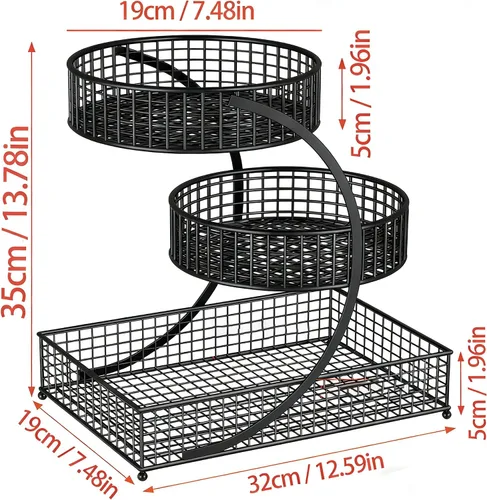 Miniatura 3 de Organizador de maquillaje para tocador, organizador de encimera de baño de metal de 3 niveles, soporte de almacenamiento para el cuidado de la piel