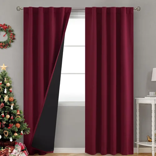Miniatura 142 de BGment Cortinas 100% opacas beige de 63 pulgadas de largo con forro aislante térmico, bolsillo para varilla y lengüeta trasera de doble capa