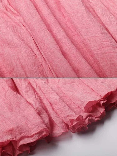 Miniatura 51 de OCHENTA Falda larga de lino y algodón bohemio para mujeres y niñas para vacaciones de verano en la playa