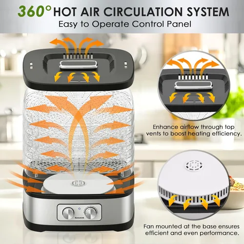 Miniatura 4 de Seeutek - Deshidratadora de alimentos, 5 bandejas libres de BPA, máquina deshidratadora de alimentos con control de temperatura ajustable para carne