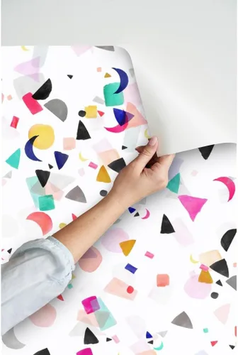 Miniatura 3 de Despegar y pegar papel tapiz Swatch - Confeti Fiesta Cumpleaños Formas Coloridas Acuarela Abstracto Geométrico Lindo Mod Papel pintado personalizado