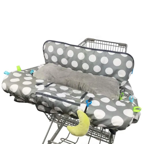 Funda para carrito de compras para bebé, funda de silla alta para niño y niña, forro de cojín para carrito de comestibles, con posicionador de Gris