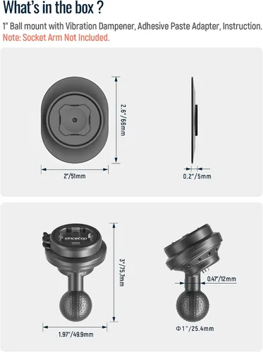 Miniatura 9 de sincetop Soporte universal de teléfono para motocicleta con bola de 1 pulgada con módulo amortiguador de vibraciones, motor de liberación rápida