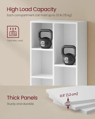 Miniatura 9 de VASAGLE Custos Collection - Estantería para libros tipo cubo con 4 compartimentos, 9.4 x 26 x 26 pulgadas, estantería de almacenamiento para sala