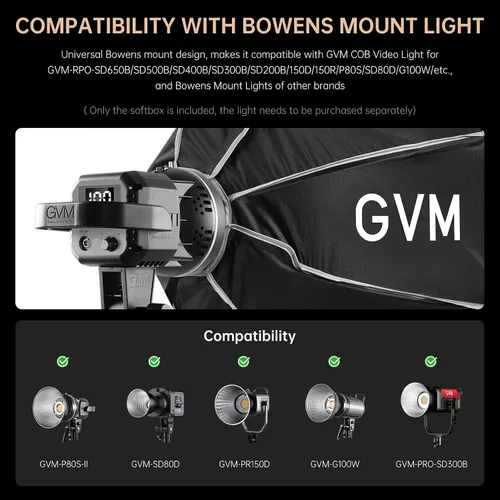 Miniatura 6 de GVM Great Video Maker Lighting Soft Boxes Bowens Mount con rejilla de nido de abeja, caja de luz ligera para paraguas plegable con bolsa