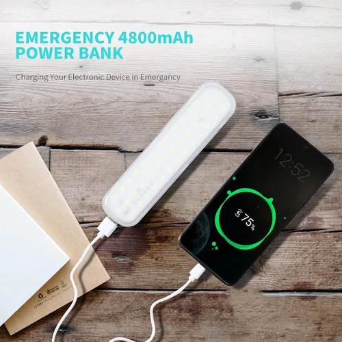 Miniatura 5 de Linterna solar recargable para campamento, 2000 lúmenes, 4 modos de luz, carga solar y USB (negro)
