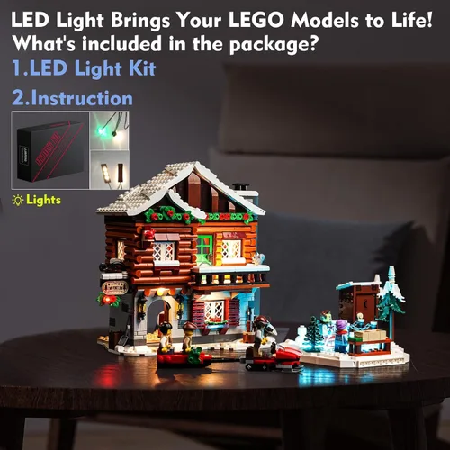 Miniatura 10 de VONADO Kit de luz LED para Lego Alpine Lodge 10325 Christmas Winter Village para adultos (solo luces, sin modelos)