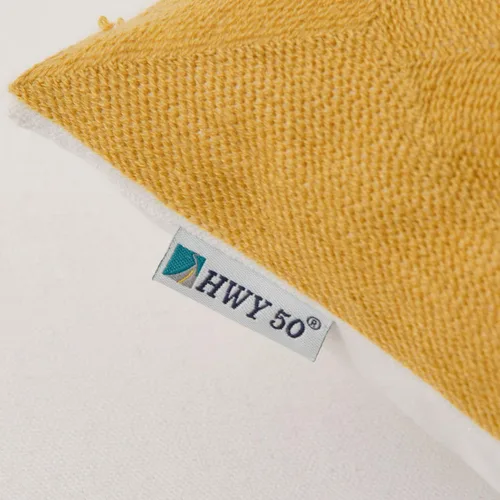 Miniatura 5 de HWY 50 - Fundas decorativas de almohada de 18 x 18 pulgadas en amarillo mostaza, funda de cojín bordada de algodón moderna de estilo rústico