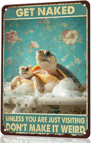 CCPARTON Letrero de metal con texto en inglés «Get Naked Sea Turtle Vintage» para el hogar, exterior, interior, oficina, bar, patio, decoración de 8