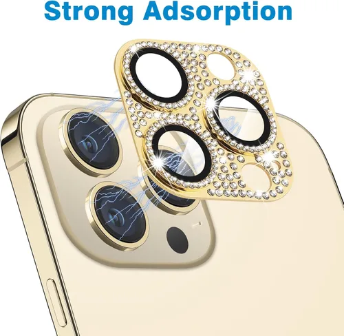 Miniatura 109 de Protector de lente de cámara diseñado para iPhone 12 Pro Max, con diamantes de imitación 3D con diamantes de imitación 9H, vidrio templado, Rosado