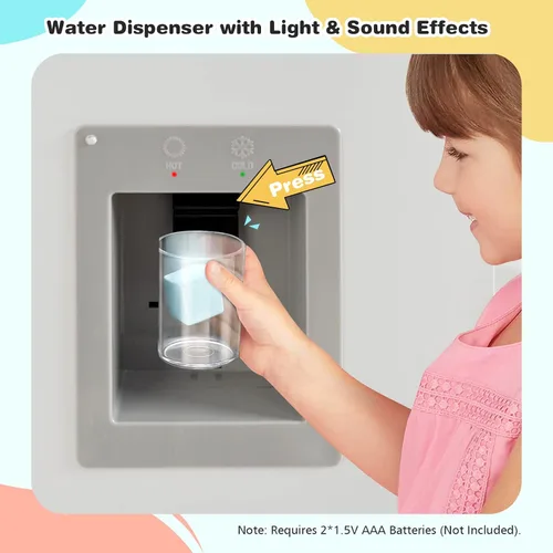 Miniatura 4 de KOTEK Juego de cocina para niños, juego de cocina de madera para niños pequeños con dispensador de agua con luces sonidos, estufa, horno, nevera