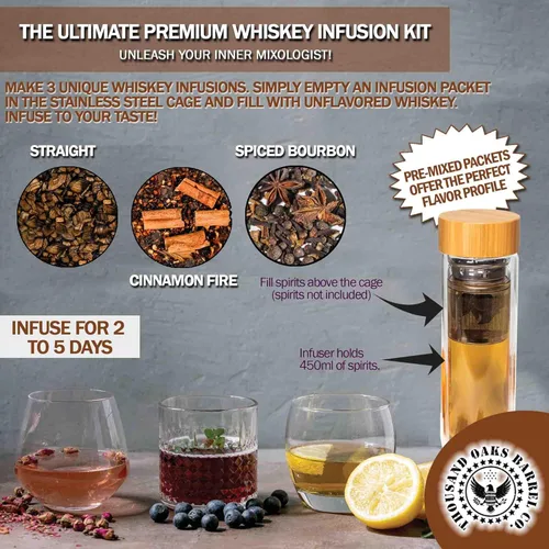 Miniatura 3 de Liquor Quik Kit de infusión de whisky – Kit completo de fabricación de whisky de bricolaje completo con recipiente infusor de vidrio de 15.2 fl oz