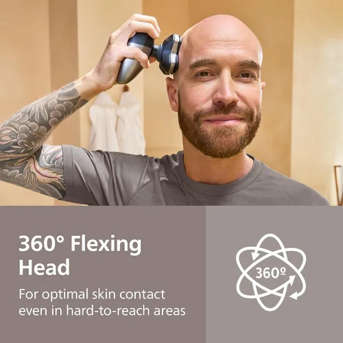 Miniatura 3 de Philips Norelco Head Shaver Pro 9000 Series - Afeitadora de calavera para hombres y mujeres, cabezal flexible de 360° y cuchillas ComfortCut para un