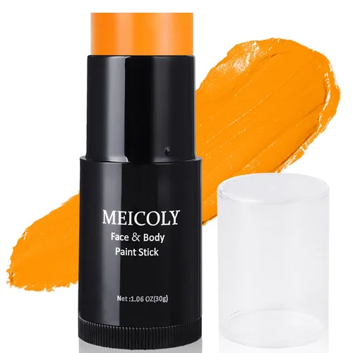 MEICOLY Barra de Pintura Facial y Corporal Naranja (29.99 g), Crema para Cara de Halloween, Efectos Especiales SFX de Calabaza y Tigre, Negro para