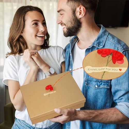 Miniatura 2 de Giftilious Cajas de regalo con tapas para regalos, juego de 6 cajas de regalo vacías, cajas de papel de estraza natural y rústica, caja de regalo