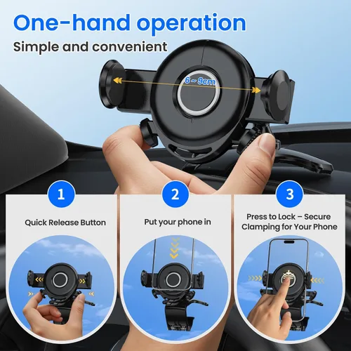 Miniatura 4 de Soporte para teléfono de automóvil, soporte de teléfono para salpicadero, rotación de 360 grados, diseño de clip multifuncional, soporte universal