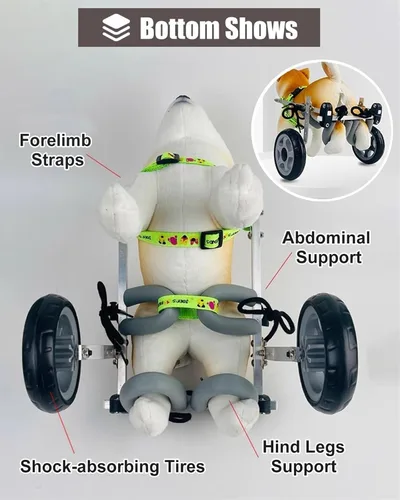 Miniatura 4 de Adjustable Dog Wheelchair for Back Legs - Lightweight Aluminum Mobility Aid for Small/Medium Dogs - Pet Assistance Device for Disabled Dogs (Size S)