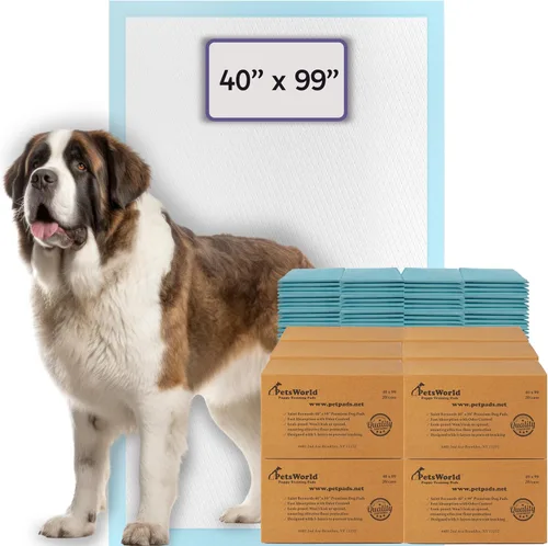 Miniatura 10 de PETSWORLD Almohadillas para orinar de perro de gran tamaño (40 x 99 pulgadas), almohadillas gigantes 4XL para entrenamiento de cachorros