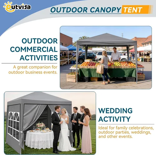Miniatura 7 de Outvita Tienda de campaña para fiestas al aire libre, toldo para patio, carpa con paredes laterales extraíbles, tienda de campaña instantánea