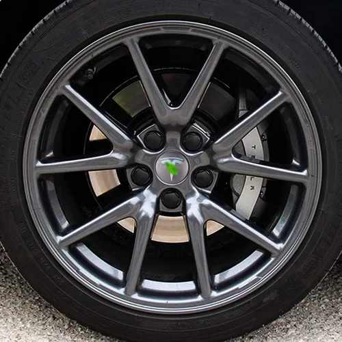 Miniatura 3 de Adhesivos con emblema T para llanta de rueda de tapa central, 5 piezas, compatibles con el modelo S X 3 Plata
