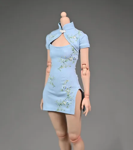 Miniatura 11 de Ropa femenina a escala 1/6, falda Cheongsam elástica para disfraz de 12 pulgadas PH TBL JO figura de acción (rosa)