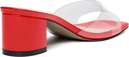 Miniatura 5 de WAYDERNS Sandalias de tacón grueso transparentes con punta cuadrada para mujer de 2 pulgadas, Transparente